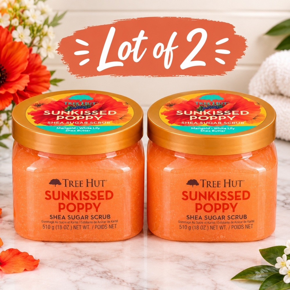 Tree Hut Sunkissed Poppy Shea Sugar Scrub 18oz Lot of 2 New Sealed Marigold Lily